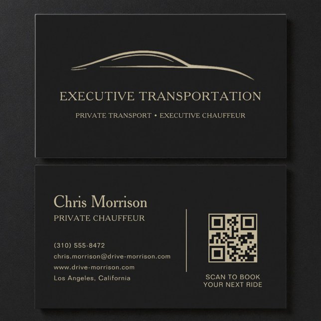 Visite Carte de transport élégante QR Code Noir & Or (Créateur téléchargé)