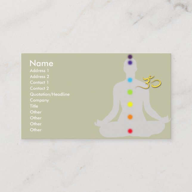 Visite Carte de visite, couleurs Chakra et symbole om (Devant)