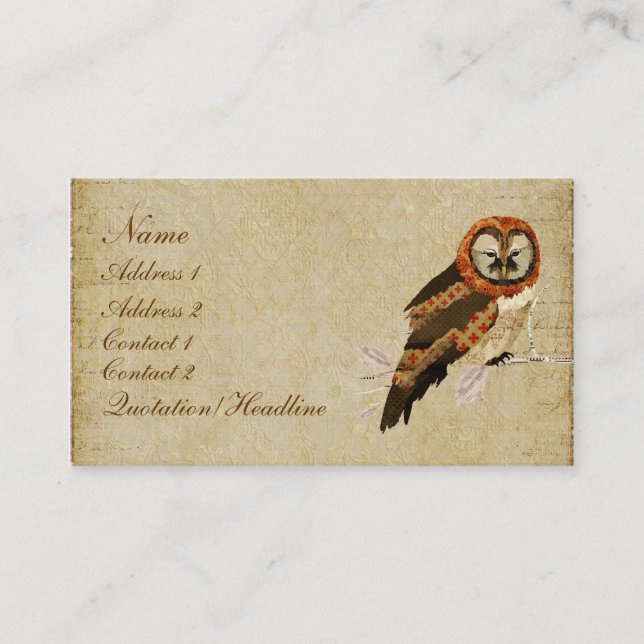 Visite Carte de visite/étiquettes ambres de hibou de (Devant)