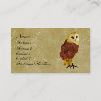 Visite Carte de visite/étiquettes rouges d'or de hibou