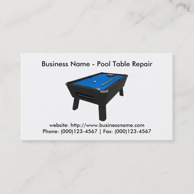 Visite Carte de visite: Réparation de table de pool (Devant)