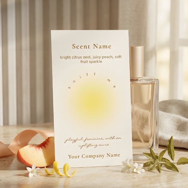 Visite Carte d'échantillon de parfum de bougie jaune de t (Candle Scent Sample Fragrance Yellow Tester Card)