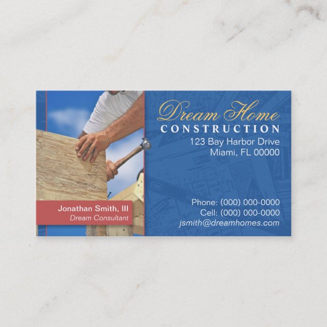 Visite Carte d'entreprise de construction (Devant)