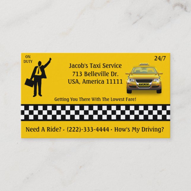 Visite Carte d'entreprise de services de taxi (Devant)