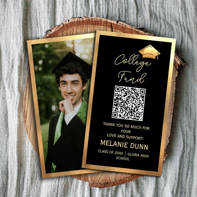 Visite Carte d'enveloppe de remise de diplômes de fonds u (College fund graduation enclosure card #qrcode #collegefund #thankyoucard #classof2025 #zazzlemade)