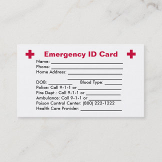 Visite Carte d'identification de secours