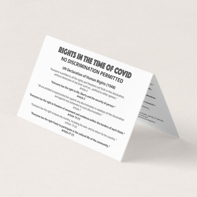 Visite Carte d'information sur les droits de l'homme "No  (Devant)