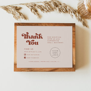 Visite Carte d'insertion de Merci rose pêche rétro