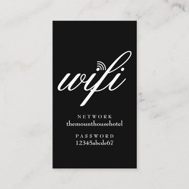 Visite Carte d'invité du réseau Wifi et du mot de passe (Devant)