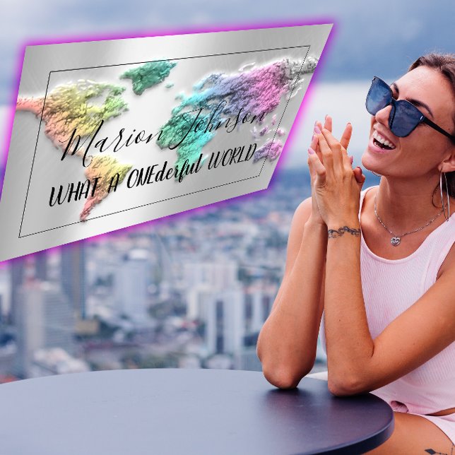 Visite Carte du monde Carte du monde Agence de voyage Sil (World Map Globe Map Travel Agency Silver Mermaid Business Card)