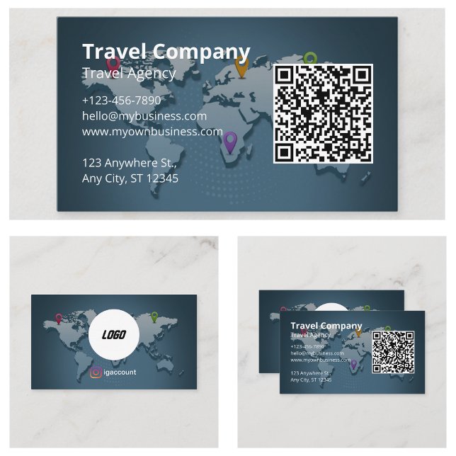 Visite Carte du monde de l'agence de voyages (Travel Agency World Map Business Cards
)