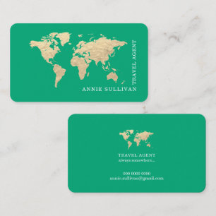 Visite Carte du monde élégante Agence de voyage Vert-Bleu