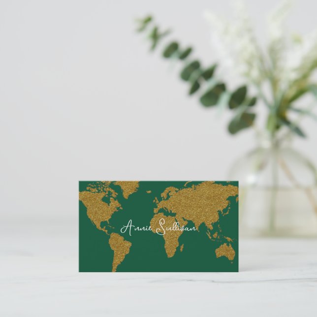 Visite Carte du monde Faux Gold Agent de voyage Emerald G (Debout devant)