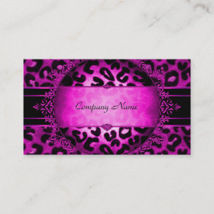 Visite Carte Élégante de Boutique Rose Chaud Léopard Noir