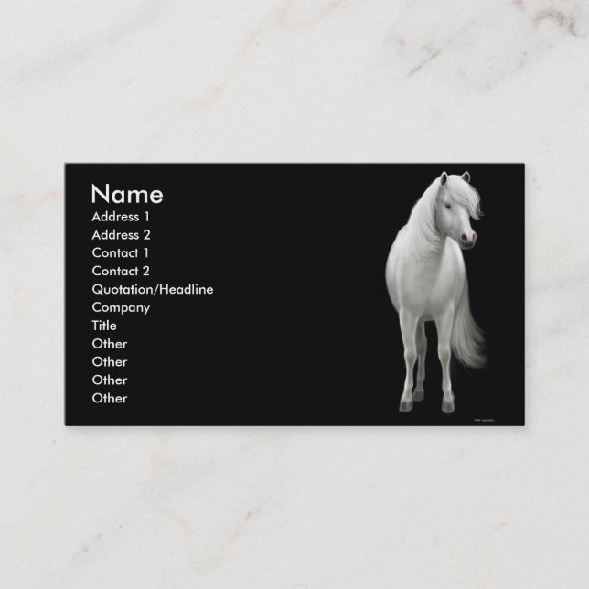 Visite Carte élégante de profil de cheval blanc (Devant)