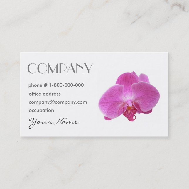 Visite Carte florale de profil d'orchidée rose (Devant)