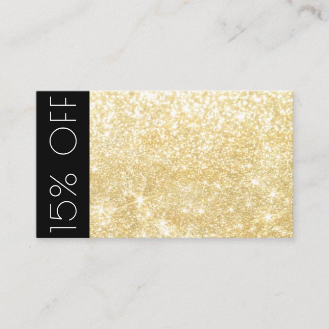 Visite Carte Gold Modern Shimmer et rabais de 15 % (Devant)