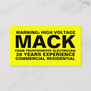 Visite Carte indestructible jaune de 311 électriciens