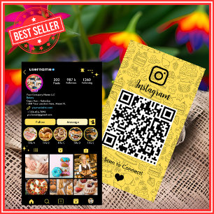 Visite Carte Instagram de boulangerie jaune moderne Code
