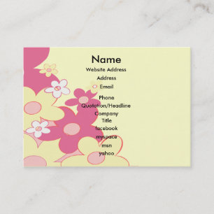 Visite Carte jaune rose de profil de contact de fleurs