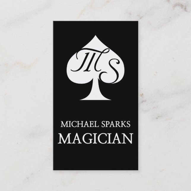 Visite Carte Magicien de Poker noir et blanc (Devant)
