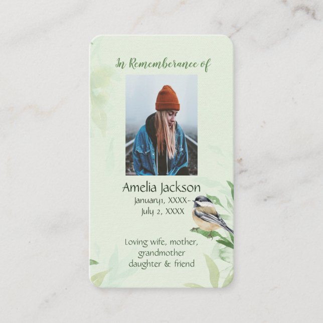 Visite Carte mémoire commémorative Mésange Arbres de prin (Devant)