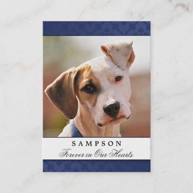 Visite Carte Mémorial pour animaux de compagnie bleu mari (Devant)
