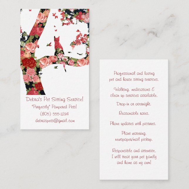 Visite Carte Minimale Pour Animaux De Compagnie Chat Et A (Devant / Derrière)