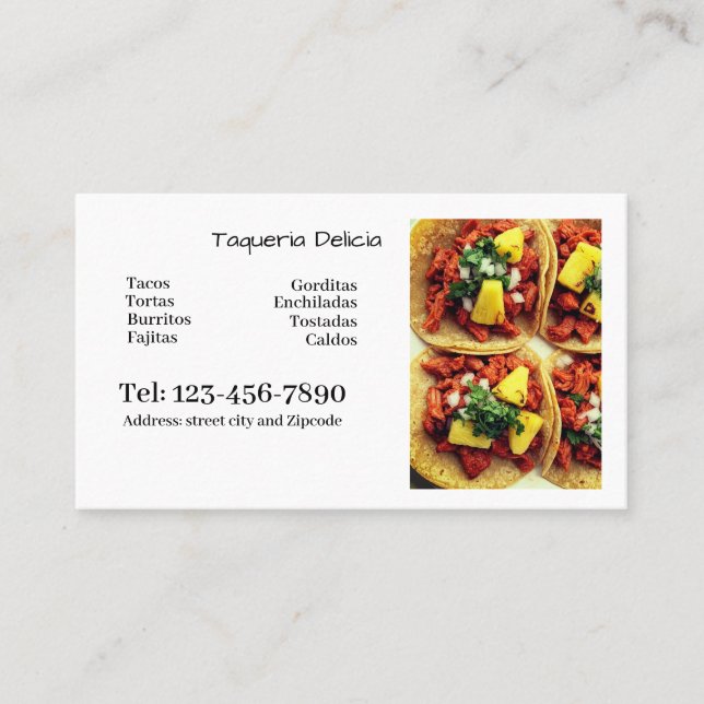 Visite carte modifiable de taqueria / restaurant  (Devant)