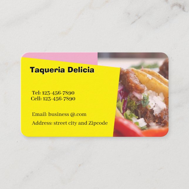 Visite Carte modifiable de taqueria / restaurant  (Devant)