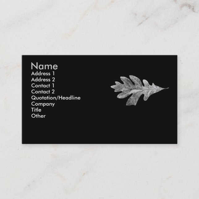 Visite Carte noire et blanche de feuille de chêne (Devant)