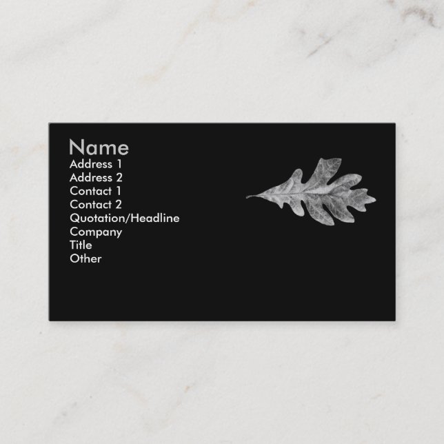 Visite Carte noire et blanche de feuille de chêne (Devant)