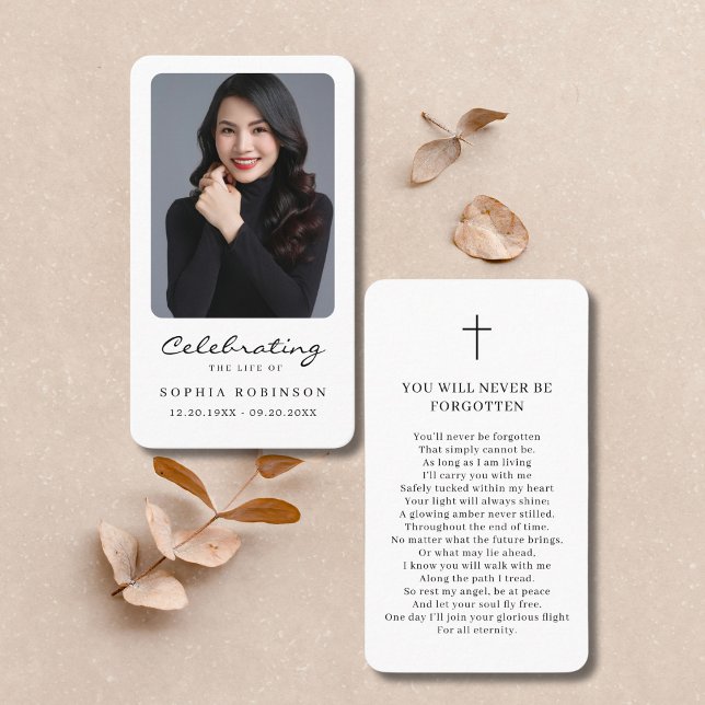 Visite Carte photo de prière commémorative funéraire simp (Créateur téléchargé)