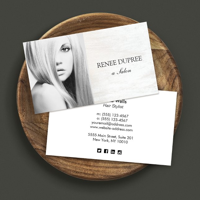 Visite Carte photo photographique du salon de bois blanc (Créateur téléchargé)