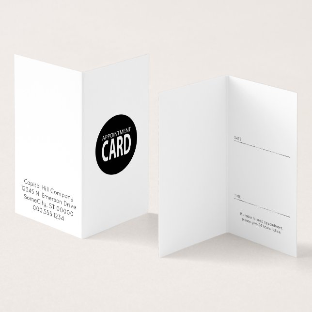 Visite carte pliée de rendez-vous (Intérieur et extérieur)