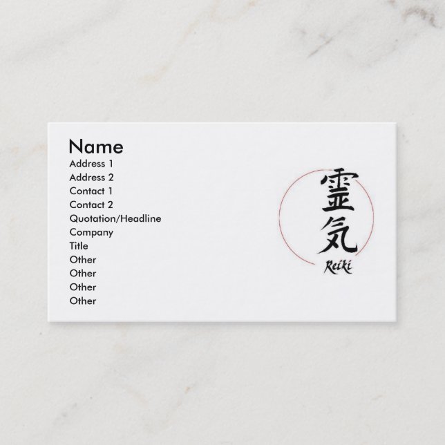 Visite Carte potelée de Reiki (Devant)