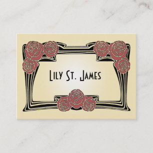 Visite Carte potelée de roses de Nouveau d'art