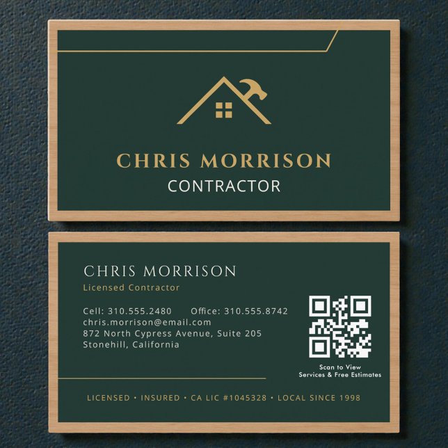 Visite Carte professionnelle de construction en bois avec (Créateur téléchargé)
