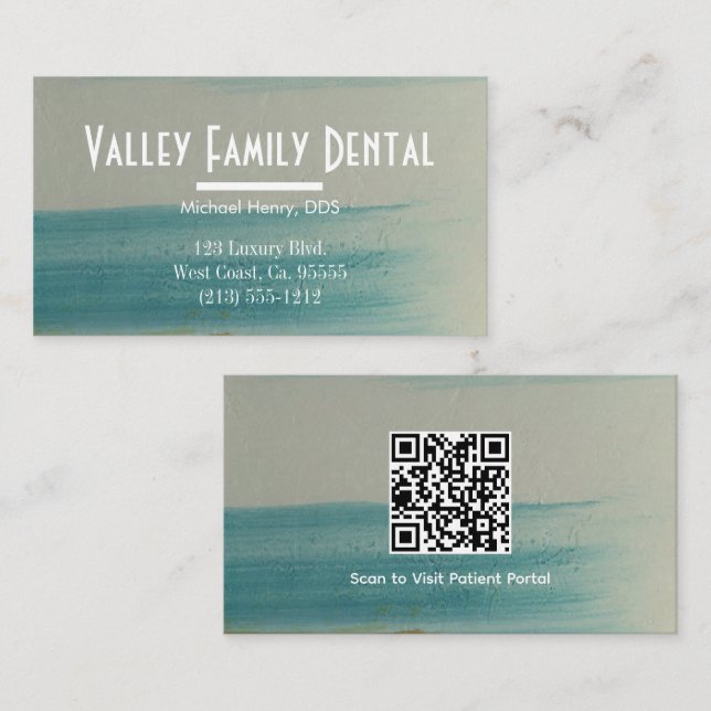 Visite Carte QR de cabinet dentaire — Turquoise de Santa  (Devant / Derrière)