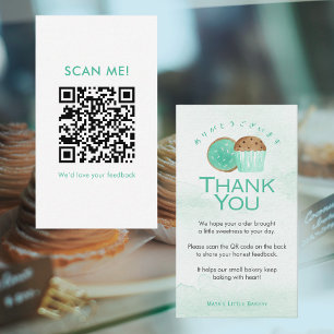 Visite Carte QR de révision aquarelle menthe pour douceur