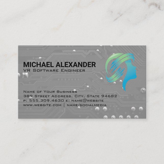 Visite Carte réseau | Technologie de casque VR (Devant)