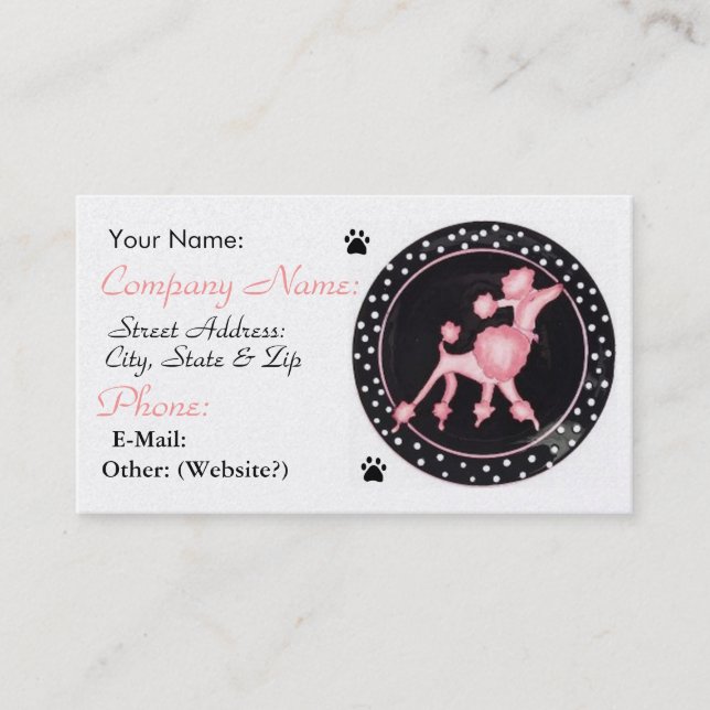 Visite Carte rose de profil d'affaires de caniche (Devant)