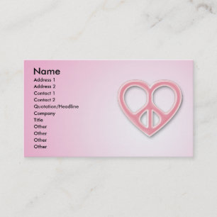 Visite Carte rose de profil de paix et d'amour