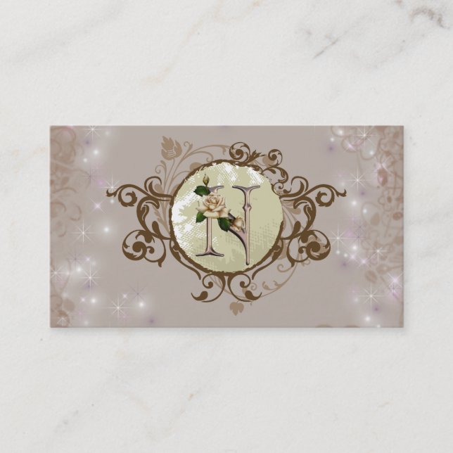 Visite Carte rose N de monogramme d'affaires (Devant)