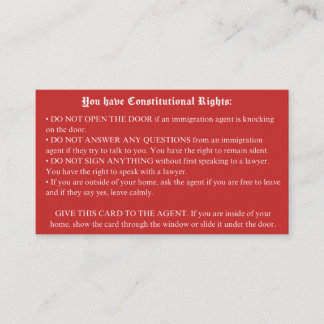 Visite Carte rouge anglaise - Carte de droits d'immigrati