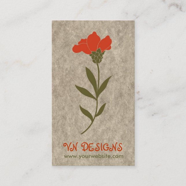 Visite Carte rouge de profil de fleur (Devant)