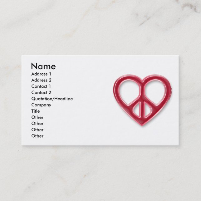 Visite Carte rouge de profil de paix et d'amour (Devant)