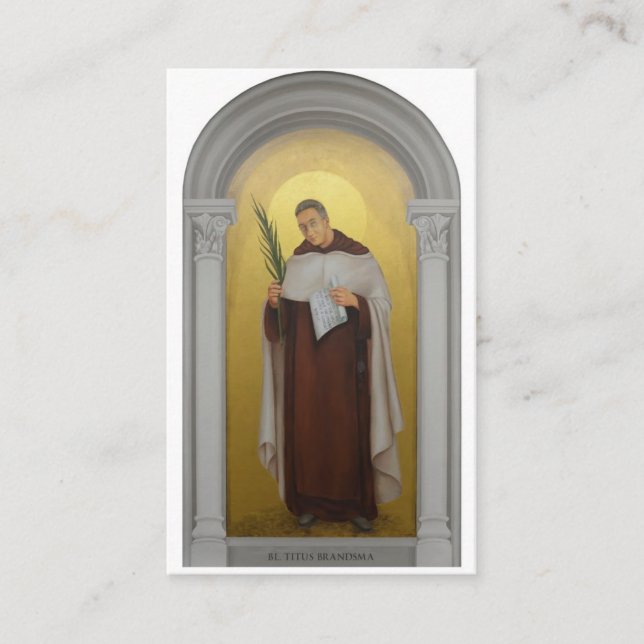 Visite Carte sainte bénie de prêtre carmélite de Titus (Devant)