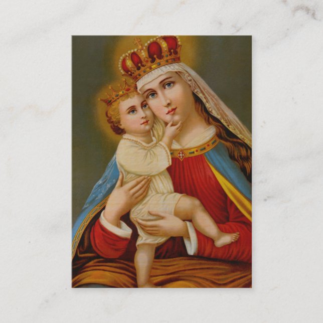 Visite Carte sainte bénie par Reine de Vierge Marie (Devant)