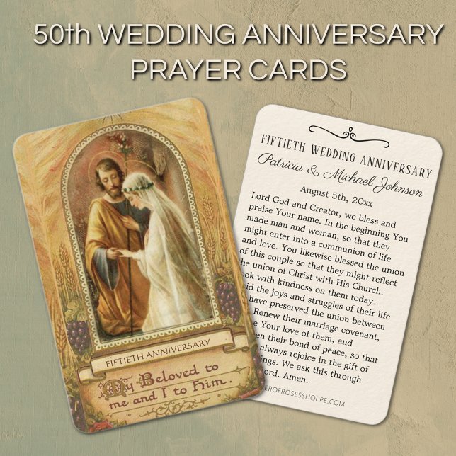 Visite Carte Sainte catholique pour l'anniversaire de mar (50th Catholic Wedding Anniversary Prayer Cards )